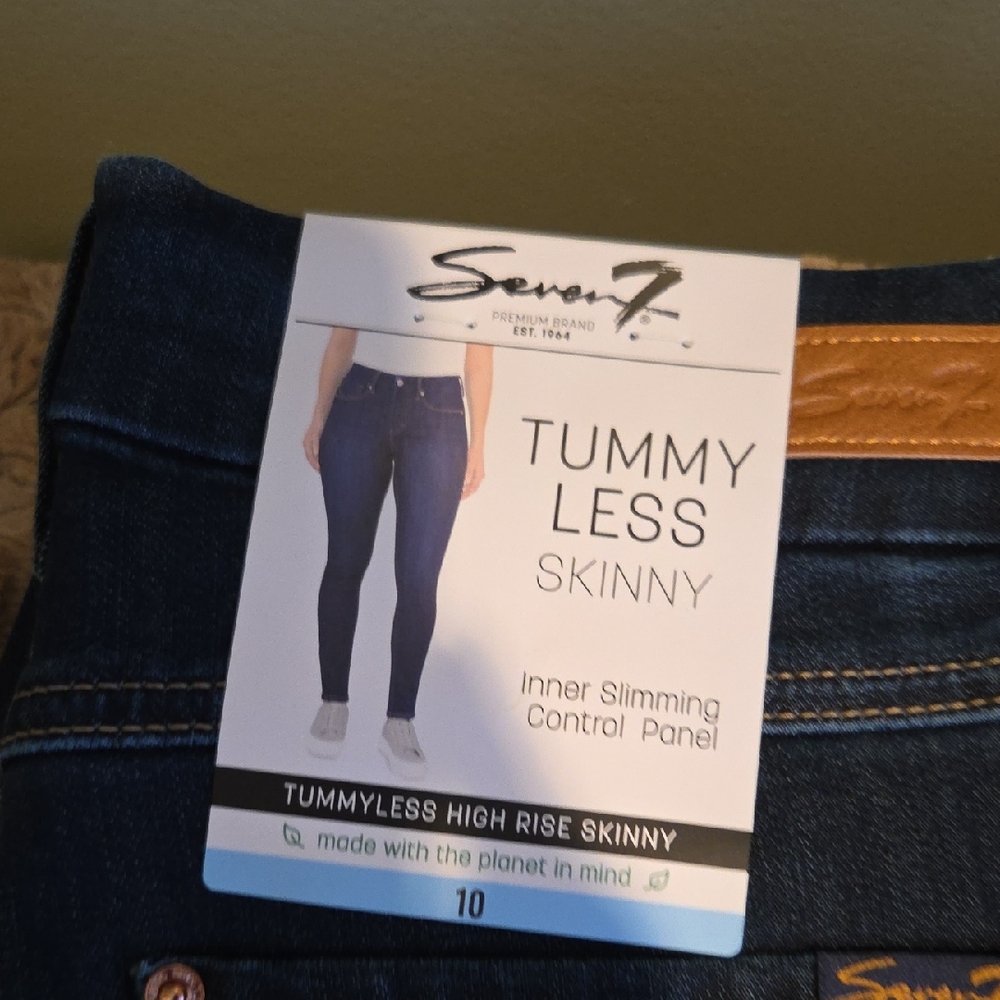 Seven7 Women's TUMMY LESS Navy Skinny Jeans